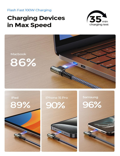 AINOPE 100W USB C to USB C Charger Cable 1.5FT, USBC to USBC Fast Charging Cable Right Angle USB C Cable Compatible with MacBook Air/Pro 13 15 4, ...