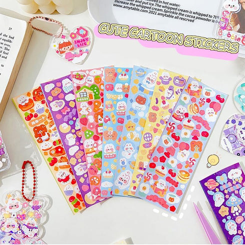100 Sheets Cute Korean Stickers for Kpop Photocards Decor Stickers Bulk Aesthetic Toploader Stickers Glitter Cute Animal Pattern Scrapbook Sticker...
