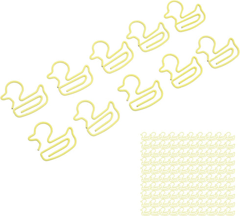 100 PCS Yellow Duck Shaped Paper Clips Metal Cute Fashion Paper Clips for Students Kids Teachers...