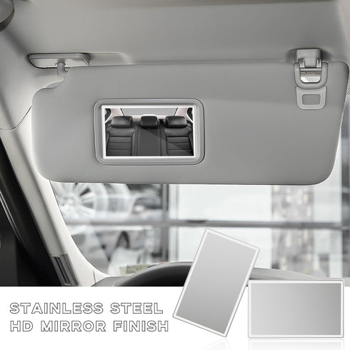 2 PCS Car Visor Vanity Mirror, Stainless Steel Automotive Makeup Mirror, Sun-Shading Cosmetic Mirror Stick on Visor, Seatback, Dashboard, Window, ...