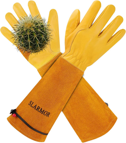 Long Gardening-Gloves Women/Men-Thorn proof Rose Pruning Heavy Duty Gauntlet-M...