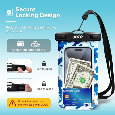 JOTO Universal Waterproof Phone Pouch Cellphone Dry Bag Case Cruise Beach Essentials for iPhone 15 14 13 12 11 Pro Max 8 7, Galaxy S23 S22 S21, Pi...