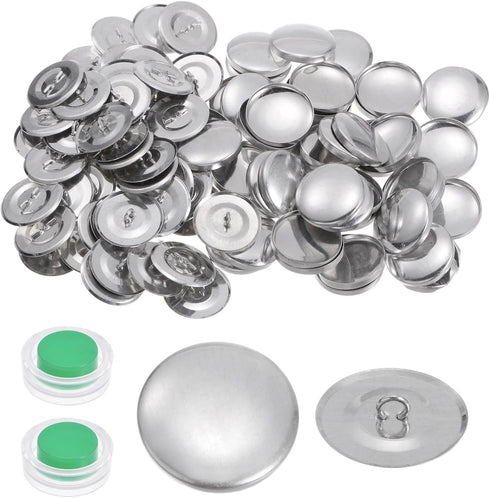 HARFINGTON 100 Sets Self Cover Button Kit 44L 1.1" 28mm with Wire Backs Aluminum Buttons to Cover Fabric Button Maker Covered Buttons Kit with 2 T...