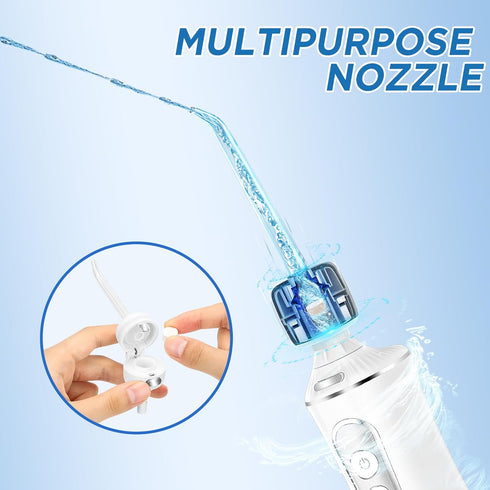 H2ofloss Water Dental Flosser for Teeth Cordless,300ML Portable & IPX7 Waterproof Teeth Cleaner Picks,5 Modes Rechargeable Oral Irrigator with Ref...