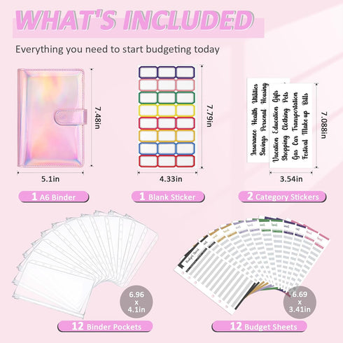 Onlyesh Budget Binder,Cash Envelopes for Budgeting,Money Organizer for Cash,28Pcs Budget Planner with Cash Envelopes(Shiny Pink)...