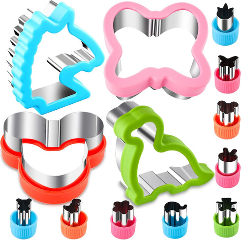 Sandwich Cutter Set Fruit Cutters Bread Cutout Shapes for Kids Lunch Butterfly Dinosaur Unicorn Mousehead Food Shaped Cookie Cutters 13 Pack for B...