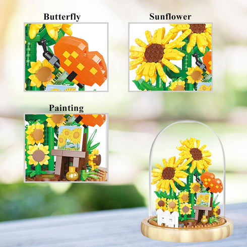 Flowers Bouquet Building Blocks Set,Mini Bricks Artificial Flower Set,DIY Sunflower Botanical Collection,Bonsai Tree Friends Set,Valentine's Anniv...