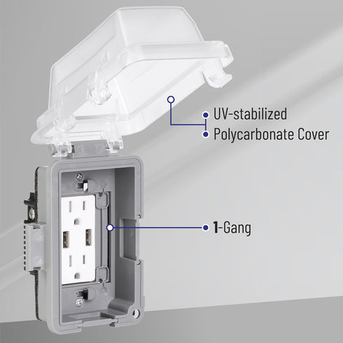 Bates- Weatherproof Electrical Outlet Cover, 1-Gang, Outdoor Outlet Cover Weatherproof, Outdoor Plug Cover, Outdoor Electrical Outlet Cover, Weath...