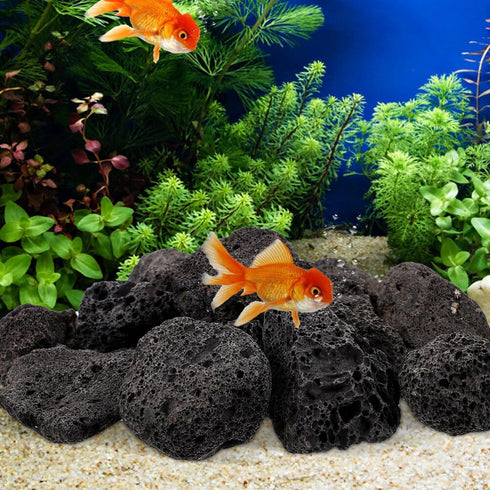 INOOMP Aquarium Lava Rocks, 1 Set of Black Volcanic Rocks Natural Lava Pebbles Stones Planter Natural Stones for Fireplaces Fire Pits Plants Culti...