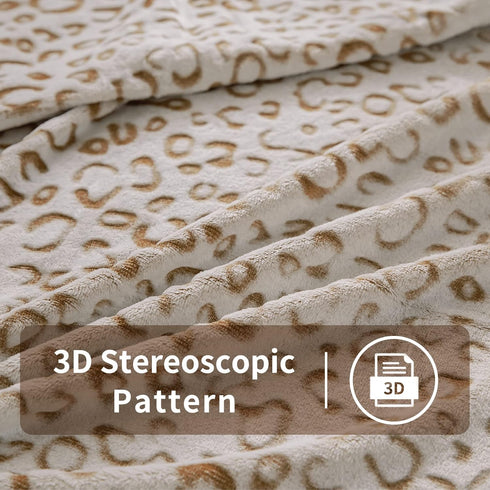 FY FIBER HOUSE Cheetah Print Blanket Flannel Fleece Throw Blanket with 3D Leopard Print, 50"X60", Brown...