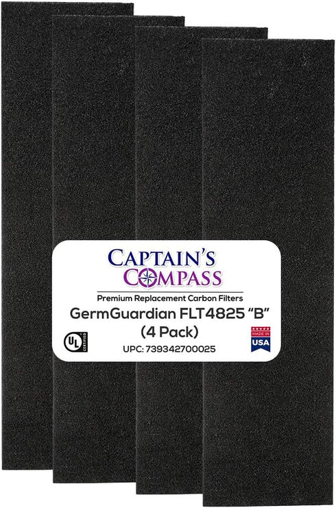Captains Compass Replacement FLT4825 Carbon Pre Filter B 4-Pack for use with The GermGuardian AC4800 Series (4)...