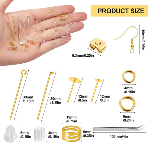 3480Pcs Earring Making Supplies Kit with Earring Hooks, Earring Pins, Jump Rings, Earring Backs, Posts and Earring Making Findings for Jewelry Mak...