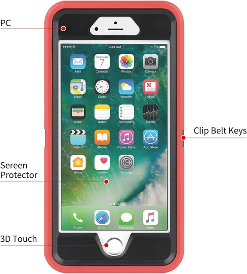 CAFEWICH for iPhone 6/6S Case Heavy Duty Shockproof High Impact Tough Rugged Hybrid Rubber Triple Defender Protective Anti-Shock Silicone Mobile P...