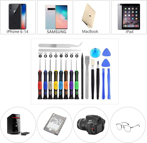 Screwdriver Set 20 PCS Cellphone Repair Tool Small Magnetic Kit with Phillips Flathead Pentalobe Torx Opening Pry for iPhone Mac iPad Samsung...