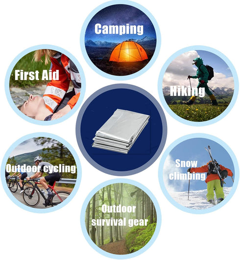Emergency Mylar Thermal Blankets, Silver Gold Foil Survival Blanket Space Blanket Survival Kit for Outdoors, Camping, Hiking, Survival or First Ai...