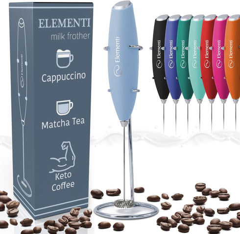 Elementi Milk Frother Wand & Matcha Mixer, Mini Electric Whisk for Coffee - Frother for Coffee - Milk Frother Handheld - Coffee Stirrers Electric ...
