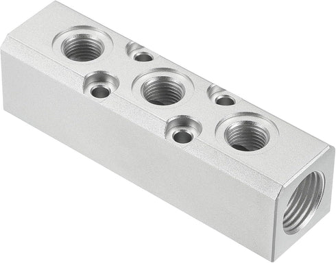 PATIKIL 3 Way 5 Port Air Manifold, G1/2" G1/4" Aluminum Air Hose Inline Manifold Block Splitter Pneumatic Air Hose Fitting, Blue...