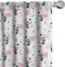 Lunarable Panda Window Curtains, Cartoon Style Bear Drawings Pinkish Foliage Leaves Chinese, Lightweight Decor 2-Panel Set with Rod Pocket, Pair o...