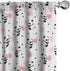 Lunarable Panda Window Curtains, Cartoon Style Bear Drawings Pinkish Foliage Leaves Chinese, Lightweight Decor 2-Panel Set with Rod Pocket, Pair o...