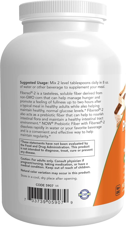 NOW Supplements, Prebiotic Fiber with Fibersol-2, derived from Non-GMO corn, Powder, 12-Ounce...