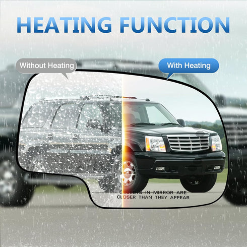 Passenger Side Mirror Glass Replacement for 2003-2006 Chevy Silverado GMC Sierra Tahoe Yukon Suburban Avalanche Cadillac Escalade, Heated Exterior...