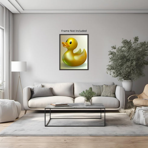 Posterizer 1 pcs-shiny cute golden yellow rubber duck 3-Kids Room Art-Art for Animal Lovers-Decor for nursery toddlers kids room- unframed wall ar...