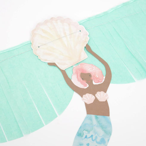 Meri Meri Mermaid Fringe Party Banner (Pack of 2), 8.5' Party Garland Including Excess Cord, Mermaid Party Decorations...