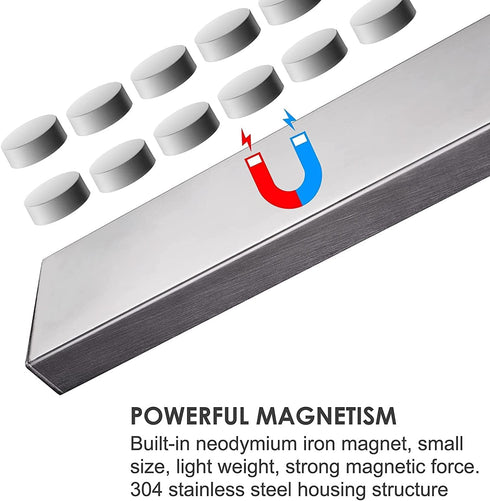 10 Inch Magnetic Knife Strip No Drilling - Upgraded Stainless Steel Magnetic Knife Holder for Wall with 3M Type, Magnet Knife Strip Bar Rack for K...