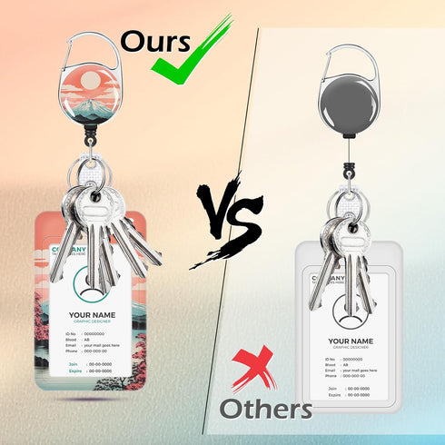 landscape Lanyards for Id Badges, Personalized Retractable Badge Holders with Keychain, Funny Id Card Holder Vertical ID Protector Clips for Women...