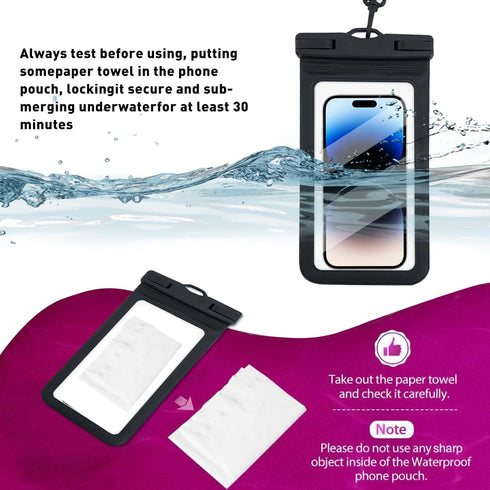 Waterproof Phone Pouch Floating, Waterproof Phone Case, Transparent PVC, 2 Pack, Phone Protector for iPhone 15 14 13 12 11 Pro Max Plus XS XR X 8 ...