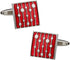 Men's Unique Red Enamel Square Silver Cufflinks with Travel Presentation Gift Box Groom Groomsmen Wedding...