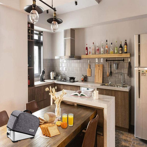 iFedio Toaster Cover 4 Slice with Storage Pockets, Toaster Dust Cover, Washable & Waterproof (Grey)...