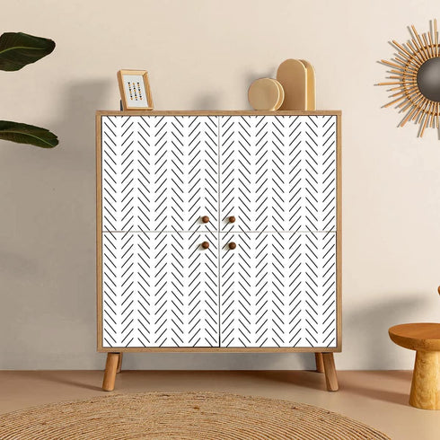 Erfoni Black and White Peel and Stick Wallpaper Modern Herringbone Contact Paper Bathroom 17.7inch x 78.7inch Geometric Removable Wall Paper Peel ...