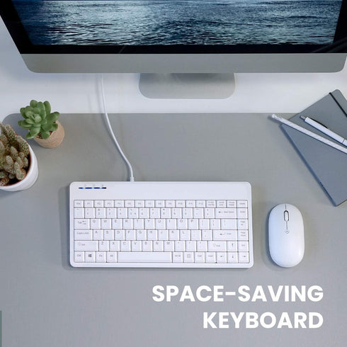 Perixx PERIBOARD-409WU US, Wired USB Mini Keyboard - White - US English...