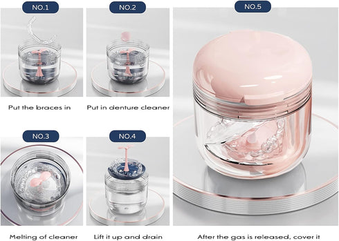 MURRI&MURRDI Retainer Case, Denture Bath Box with Strainer Basket, Mouth Guard Case, Braces Cleaner Cup, Cute Denture Holder Retainer Storage Soak...