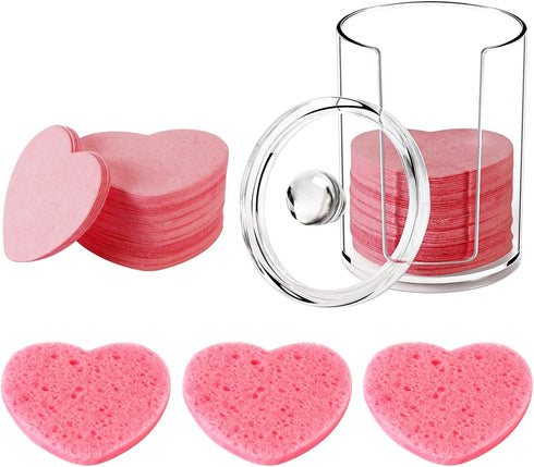 50-Count Compressed Natural Facial Sponges for Face Cleansing, Reusable Cosmetic Sponge, Used for Exfoliating and Makeup Removal With Clear Plasti...