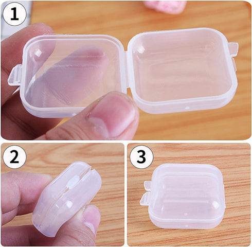 10Pcs White Storage Box, Mini Square Clear Plastic Organizer, Lightweight Travel Kit for Earplugs, Jewelry, Beads, Coins, Craft Gadgets - Approx O...