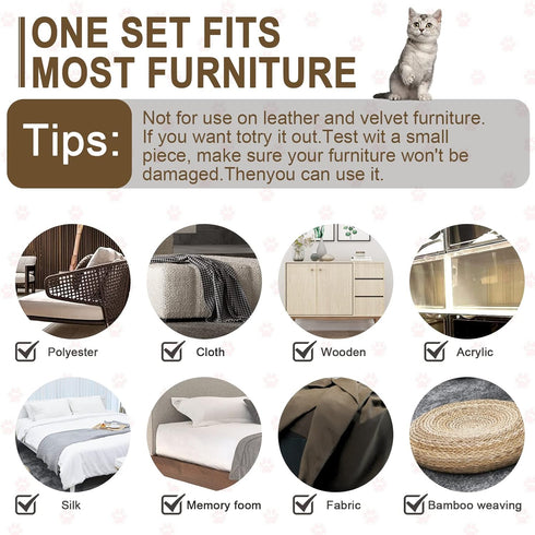 Anti Cat Scratch Furniture Protectors from Cats, 10 Pcs Cat Scratch Deterrent Tape, Couch Protector for Cats, Double Sided Sofa Anti Scratching St...