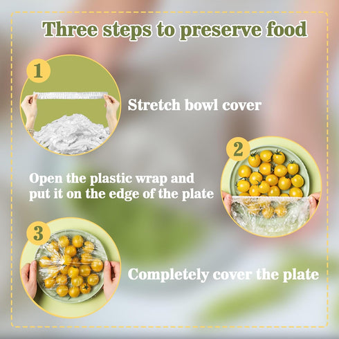 Sukh 100PCS Bowl Covers Reusable - Thickend&Sturdy Plastic Bowl Cover Elastic Food Covers Stretch Reusable Disposable Food Storage Fresh Keeping B...