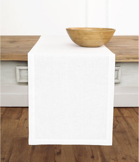 Solino Home Linen White Table Runner 36 Inches - 100% Pure Linen Small Table Runner 14 x 36 Inch Ideal for Dresser and Coffee Tables - Summer, Fal...