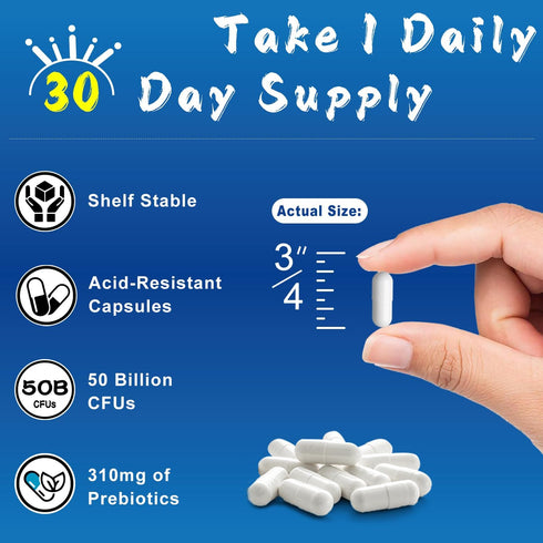 Probiotics 50 Billion CFU, 18 Strains + Prebiotics - Supports Digestive, Immune & Gut Health, Relief for Occasional Diarrhea, Gas & Bloating - Dai...