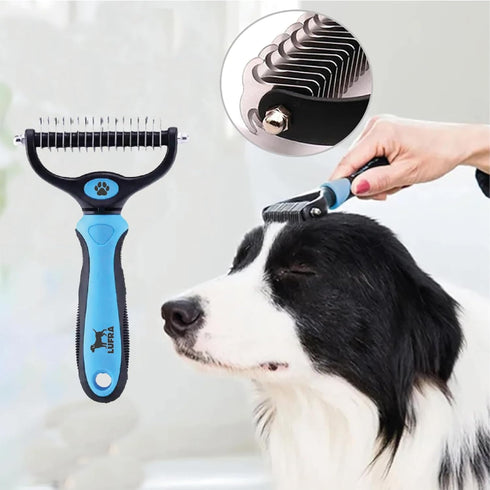 Pet hair remover comb, grooming brush, detangler, hair brush, double-sided blades. Friendly Dog Brush for Shedding & Effective Hair. Shedding Comb...