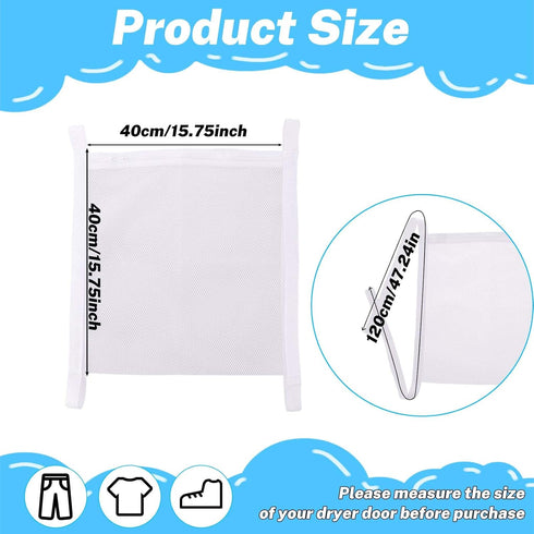 2 PCS Sneaker Wash & Dry Net Bag for Dryer, 15.7x15.7 Inch Large Laundry Net Mesh Wash Washing Bag with Zipper and Strap, Shoe Dryer Rack Inside D...