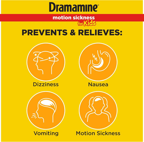 Dramamine Kids Chewable, Motion Sickness Relief, Grape Flavor, 8 Count, 3 Pack...
