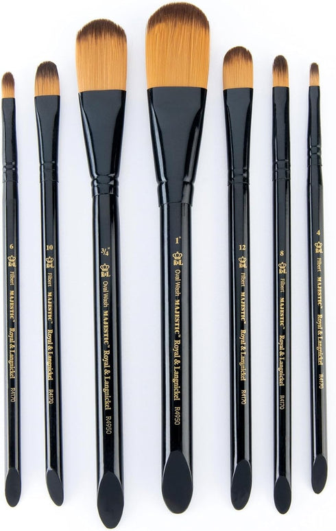 Majestic Royal & Langnickel Filbert and Oval Wash Artist Brush Set, 7-Piece...