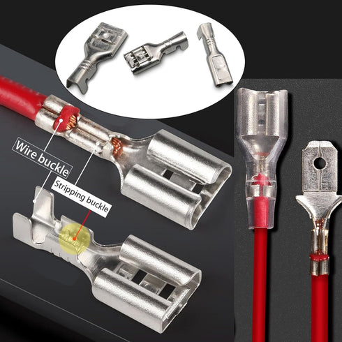 540pcs 2.8mm 4.8mm 6.3mm Male and Female Spade Connectors Kit with Insulating Sleeve, Crimp Connectors Crimp Terminals Electrical Connectors, Elec...