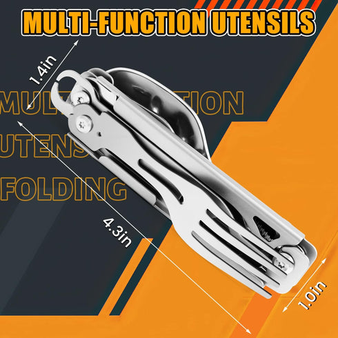 UMEINAC TECH Camping Utensils,7 in 1 Camping Utensil Set Camping Fork Spoon Knife Set Camp Backpacking Utensils Folding Cutlery Set for Travel Hik...