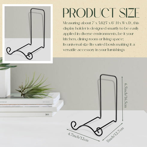 Wrought Iron Bowl Deep Platter Stand Detachable Metal Scroll Display Rack Easel Metal Bowl Display Stand Decorative Display Holder Dish Picture Di...