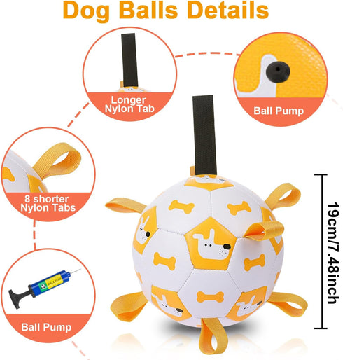 Dog Toys Soccer Ball, Puppy White Ball Interactive Toys for Tug of War, Puppy Birthday Toy, Dog Water Toys, Dog Balls for Small & Medium&Large Dog...