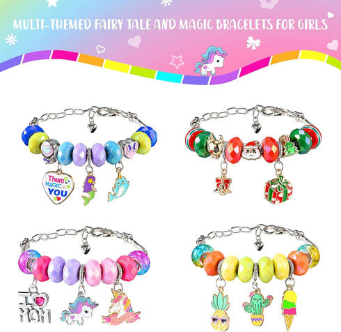 BDBKYWY Girls Charm Bracelet Making Kit - Kids Unicorn Jewelry Supplies Make Set DIY Art Craft Set Birthday Gifts for 3 4 5 6 7 8 Year Old Girl To...